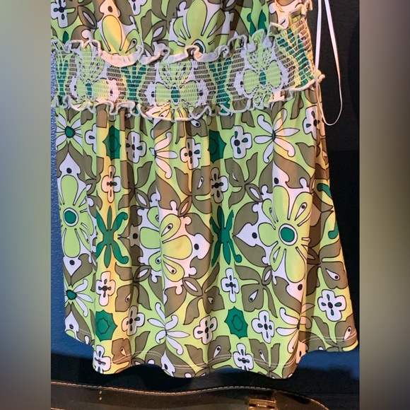 Splash of color in this midi dress green pattern with stitch details INC LG - Picture 5 of 8